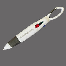 Load image into Gallery viewer, eDart Shop 4 Color Retractable Shuttle Pens with Carabiner Key Chain