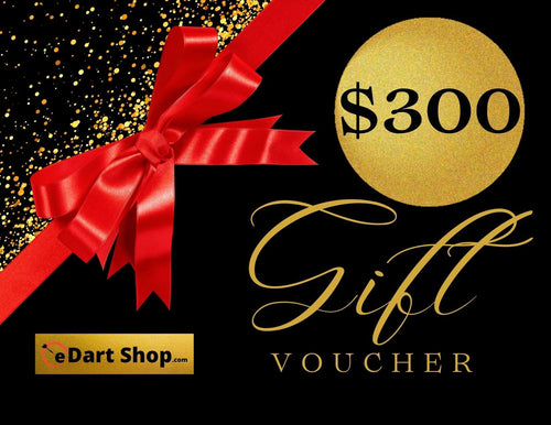 This $300 gift voucher can only be used at eDartShop.com 